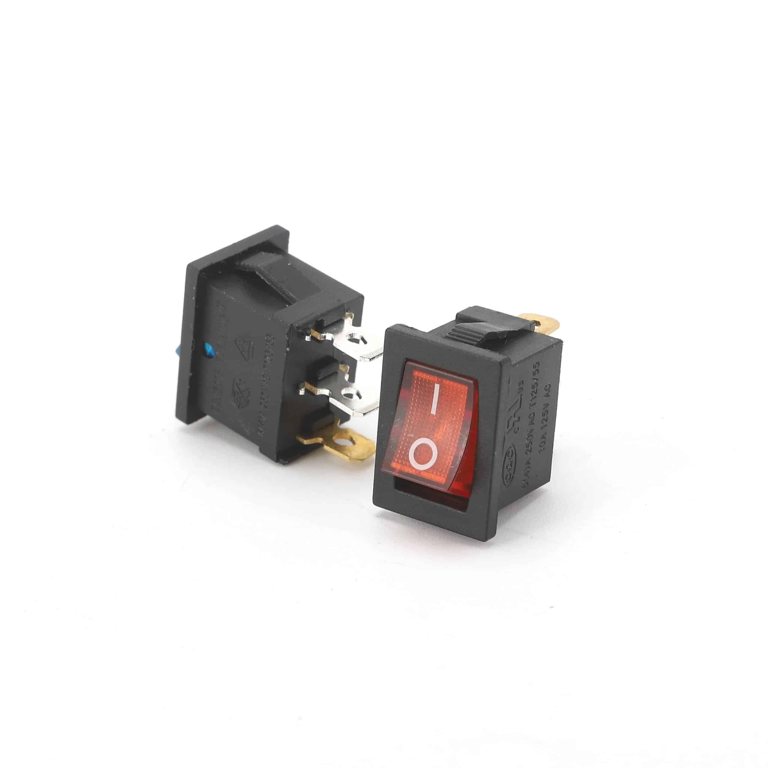 KCD1-106 red 3 Way Lighted Rocker Switch