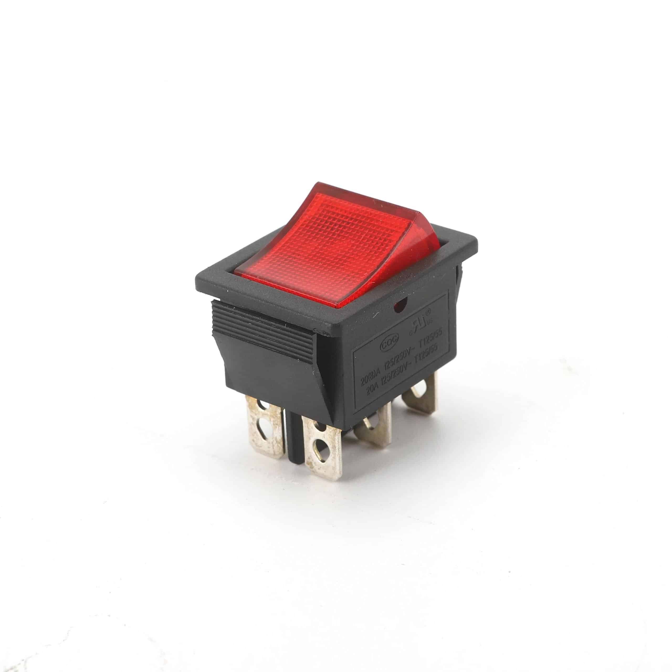 KCD4-1016P RED 6PIN LIGHT ILLUMINATED ROCKER SWITCH