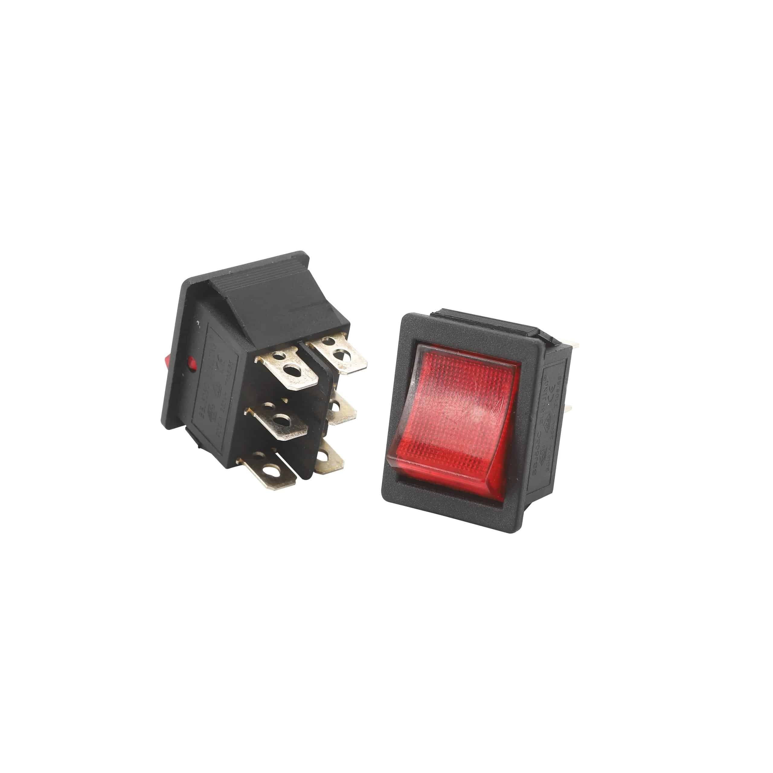 KCD4-1016P RED 6PIN LIGHT ILLUMINATED ROCKER SWITCH