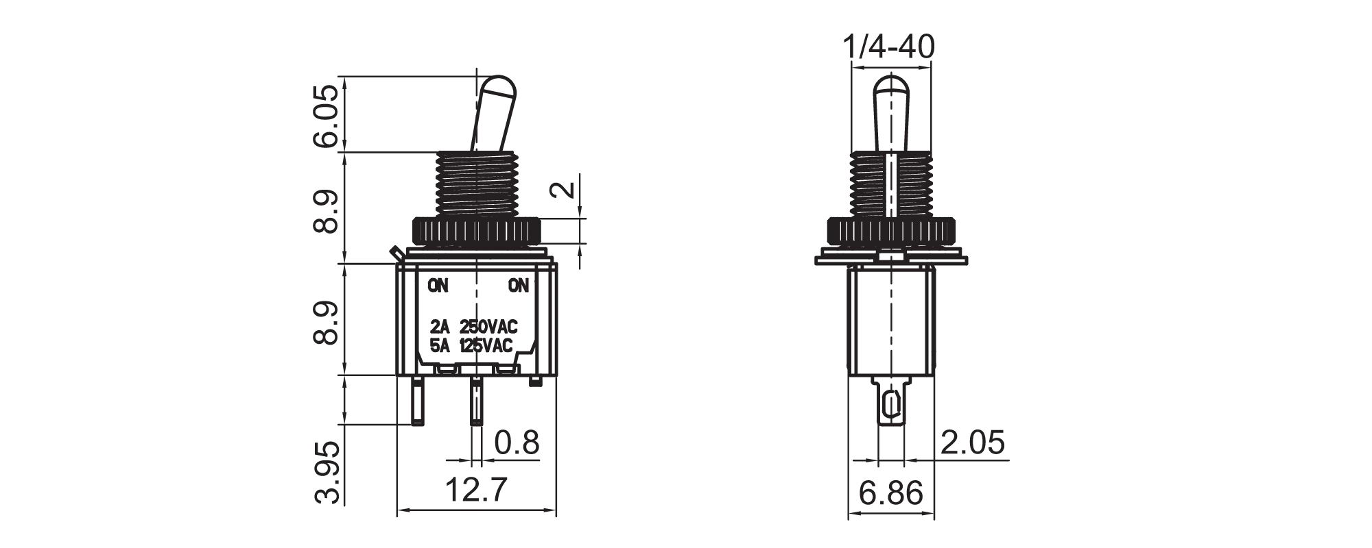 QNM10A-10 On Off On Toggle Switch
