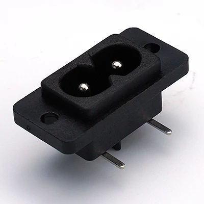 ST-A03-002AT4 AC Power Socket C8 Electrical Panel Mount Plug Adapter AC 250V 2Pin inlet Male Socket