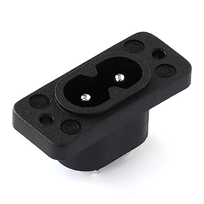 ST-A03-002BS AC Power Socket C8 Electrical Panel Mount Plug Adapter AC 250V 2Pin inlet Male Socket