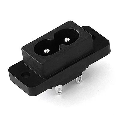 ST-A03-002CS AC Power Socket C8 Electrical Panel Mount Plug Adapter AC 250V 2Pin inlet Male Socket