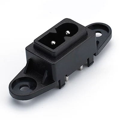 ST-A03-002G10-A4(R) AC Power Socket C8 Electrical Panel Mount Plug Adapter AC 250V 2Pin inlet Male Socket