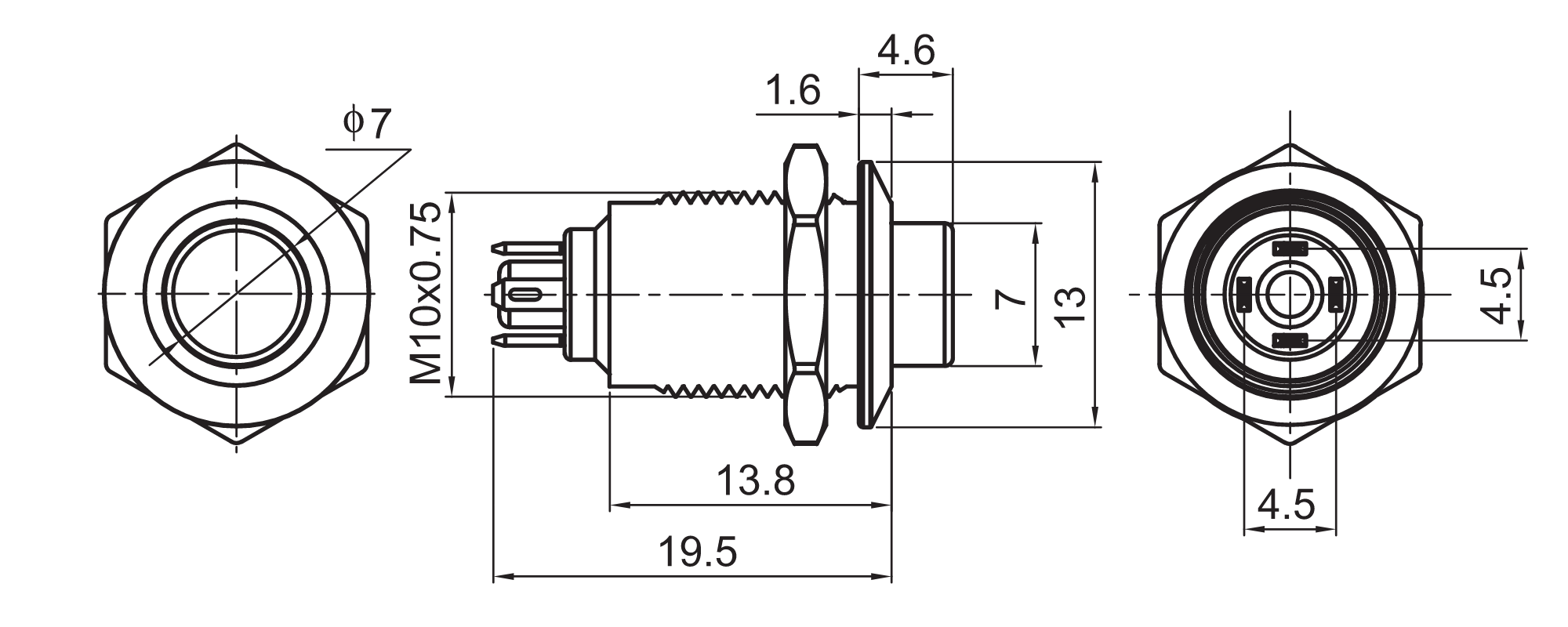 QN10-B2 10mm without Momentary anti vandal switch