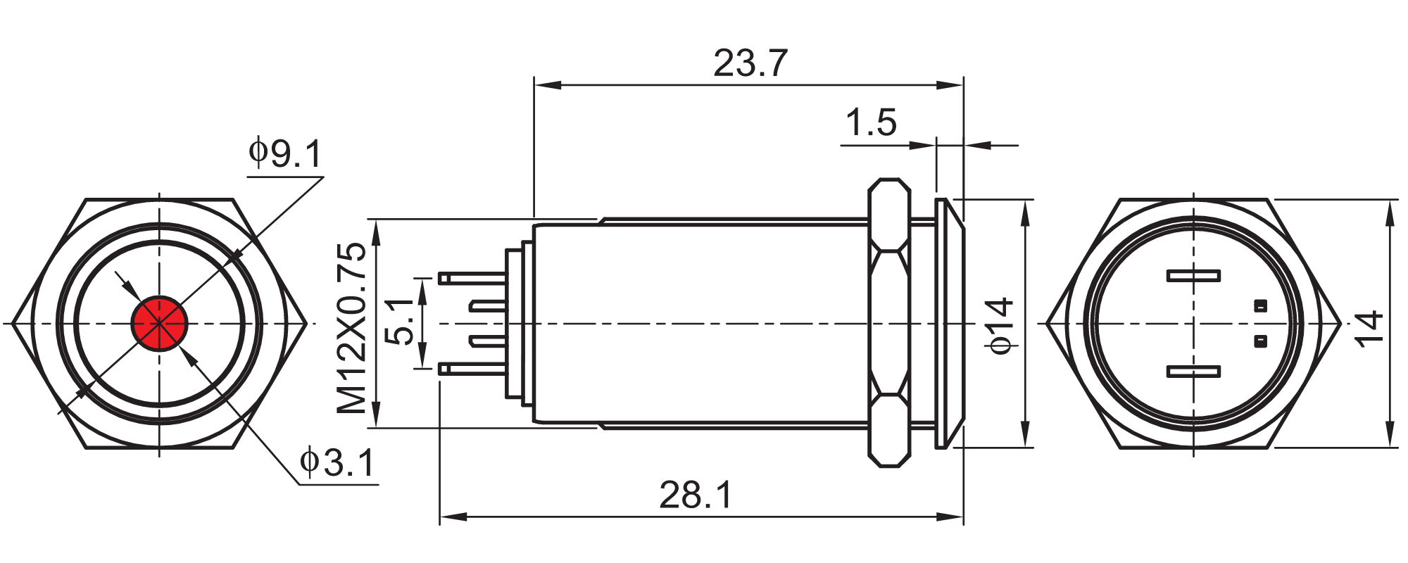 QN12-D3 Anti Vandal Push Button Switch Illuminated