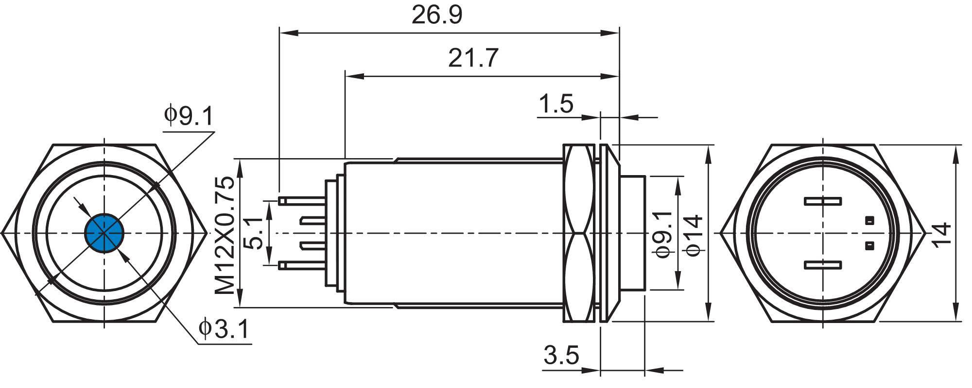 QN12-D4 Anti Vandal Push Button Switch Illuminated