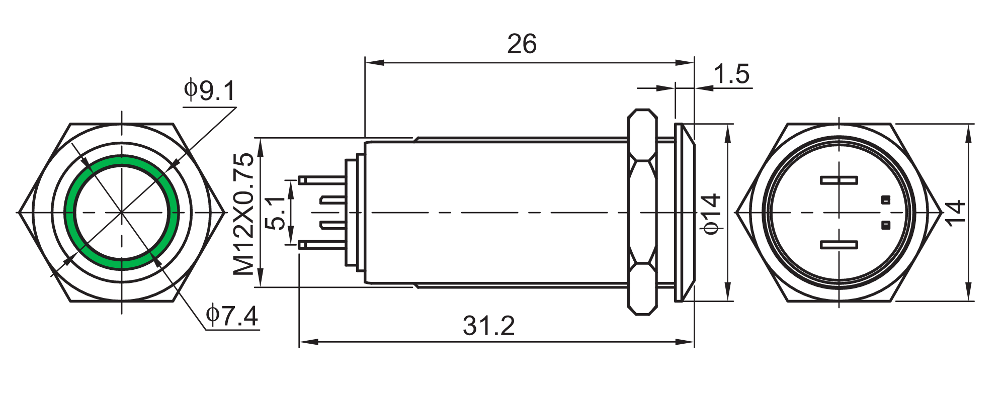 QN12-D5 Anti Vandal Push Button Switch Illuminated