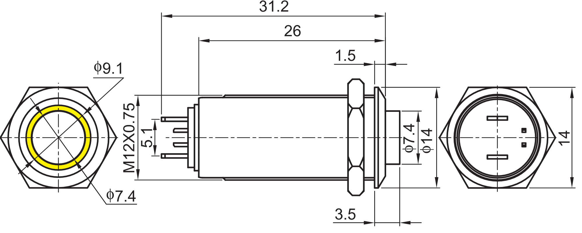 QN12-D6 Anti Vandal Push Button Switch Illuminated