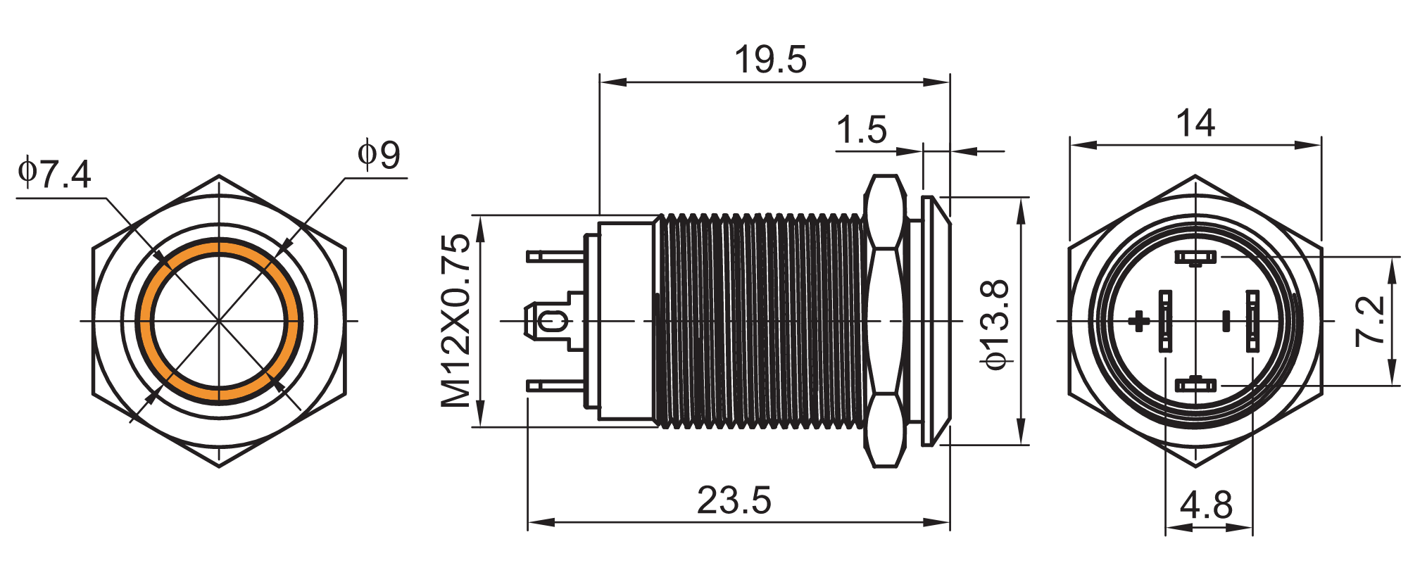 QN12-G1 anti vandal switch illuminated
