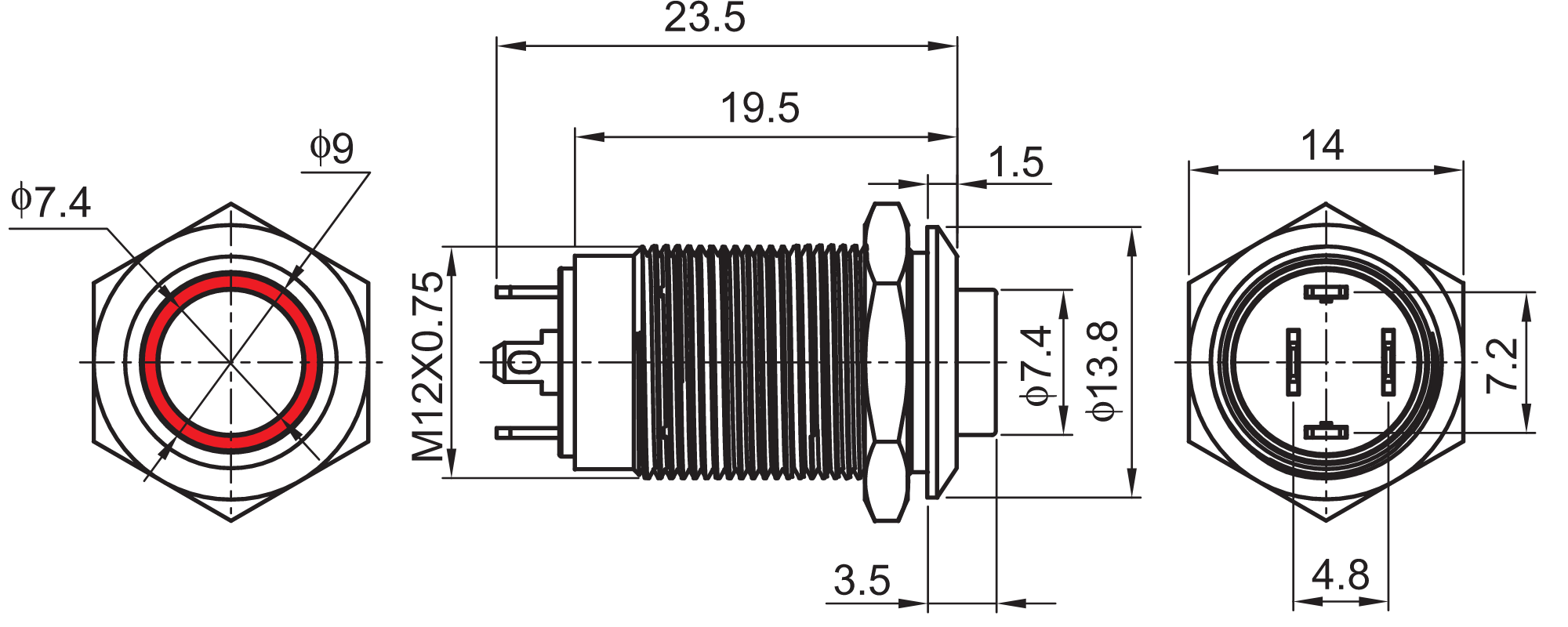 QN12-G2 Anti Vandal Push Button Switch Illuminated