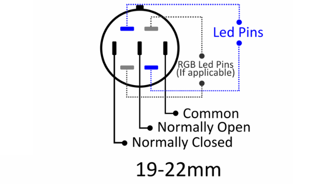 19-22mm Metal push button switch wiring