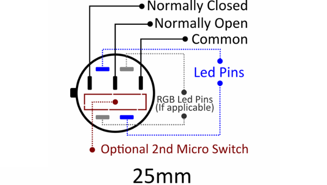 25mm Metal push button switch wiring