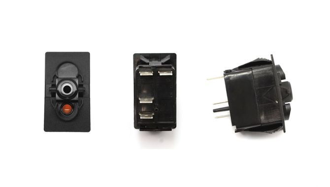 (ON)-OFF SPST Momentary Rocker Switch with Amber Bottom LED