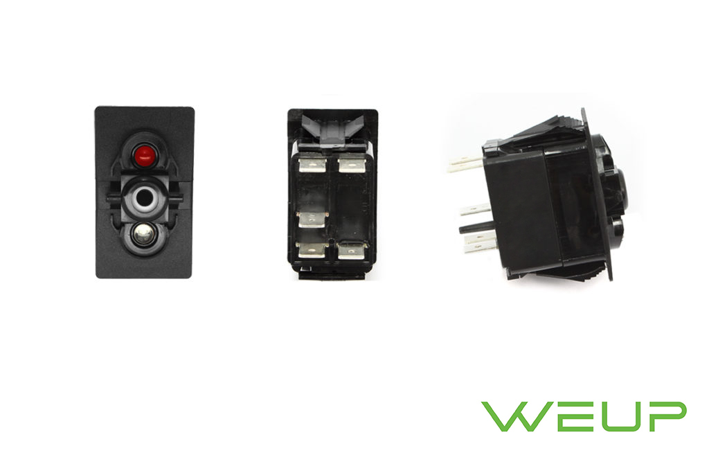 ON-OFF SPST Rocker Switch with Red Top and Blue Bottom LED