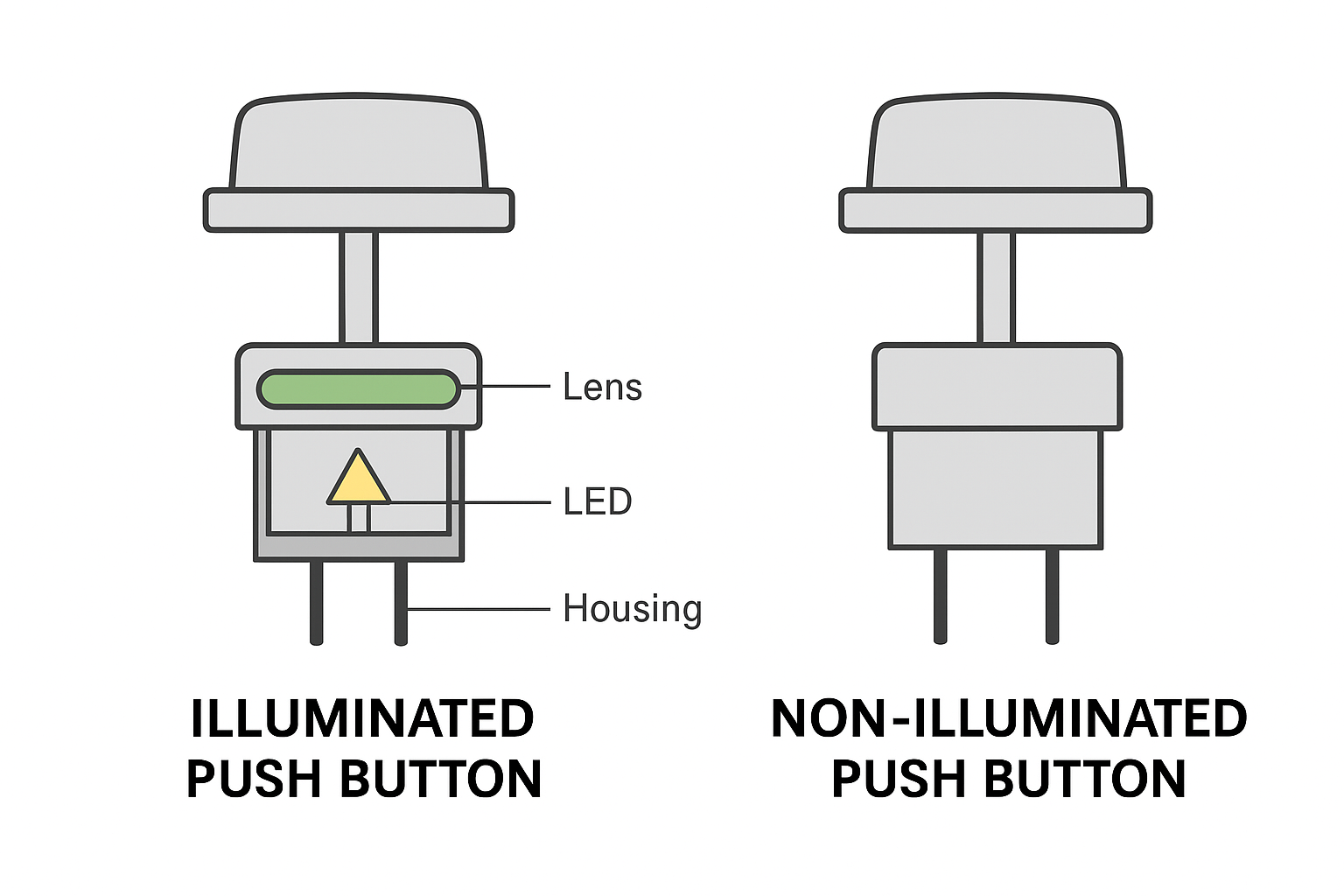 differences between illuminated and non-illuminated push buttons