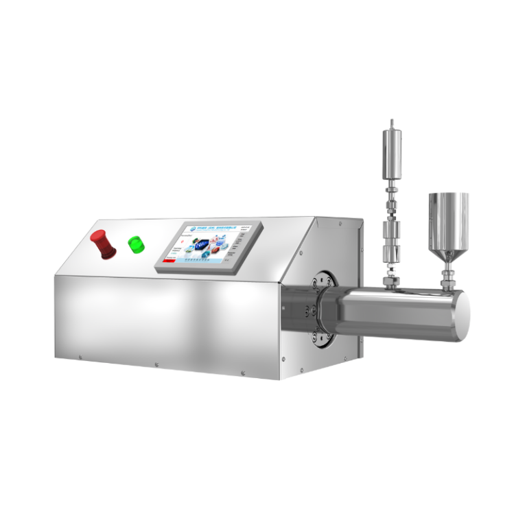 High-pressure homogenizer control panel with various switch types