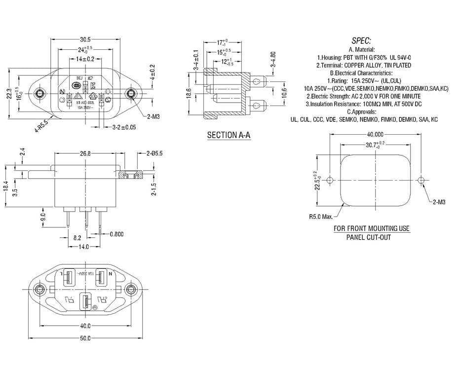 ST-A01-002LB-04 IEC Connectors