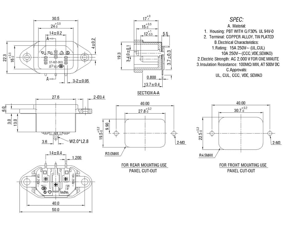 ST-A01-002LHT-S33+M03 IEC Connectors