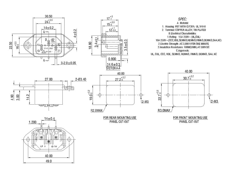 ST-A01-002LT-33(NEW) IEC Connectors