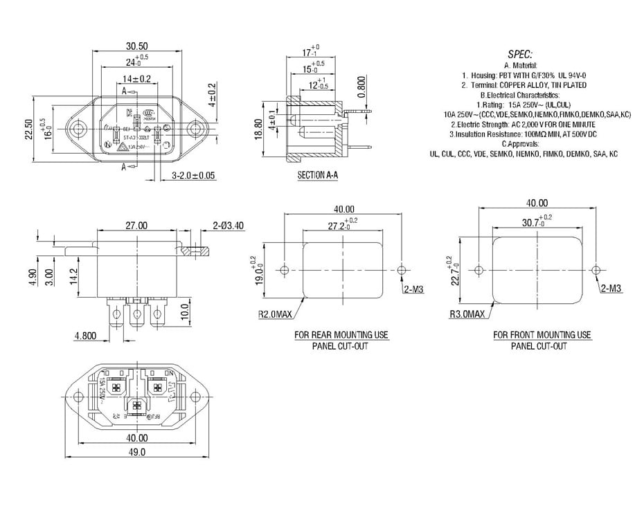 ST-A01-002LT-DD(NEW) IEC Connectors