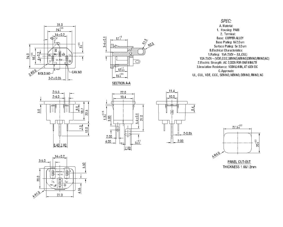 ST-A01-003J1-B IEC Connectors