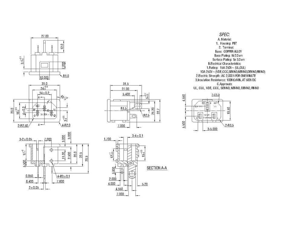 ST-A01-003J1-N IEC Connectors