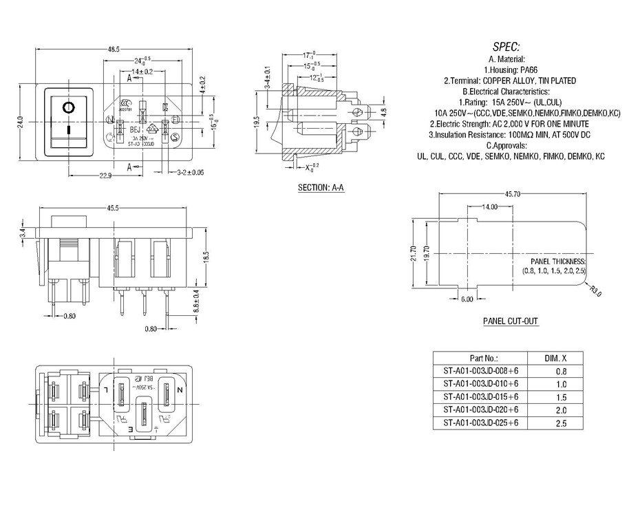 ST-A01-003JD-010+6 IEC Connectors