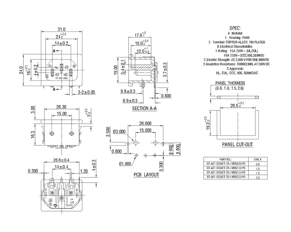 ST-A01-003JET-33+M05(2.0) IEC Connectors