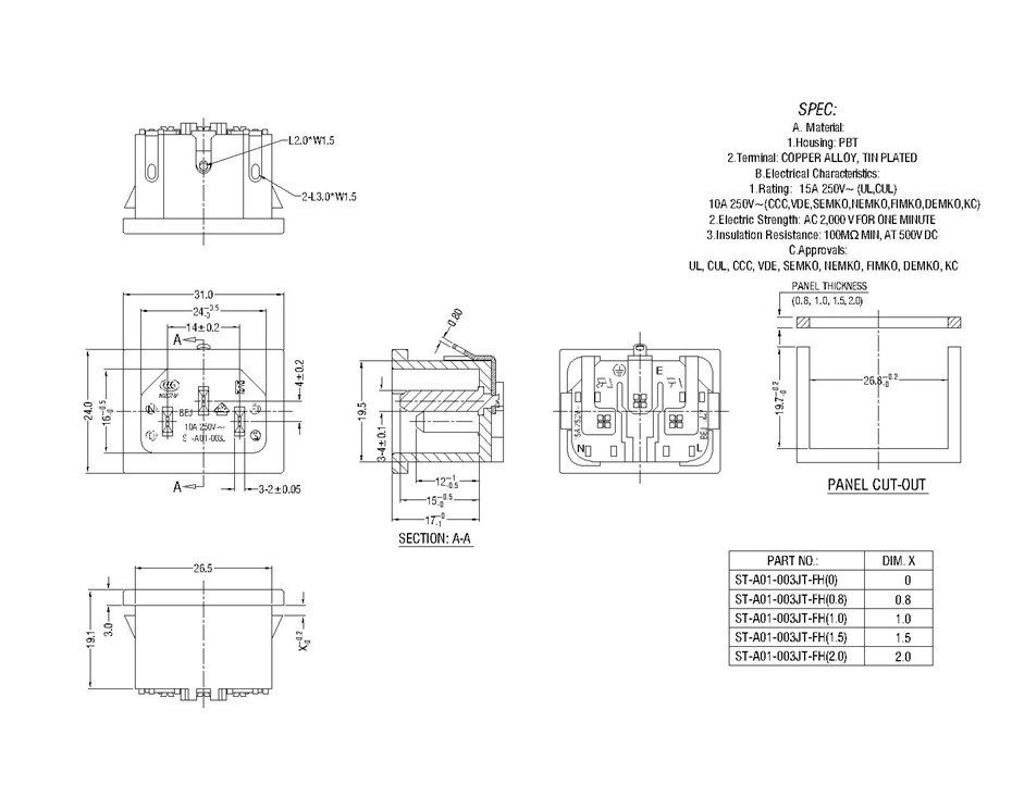 ST-A01-003JT-FH(2.0) IEC Connectors