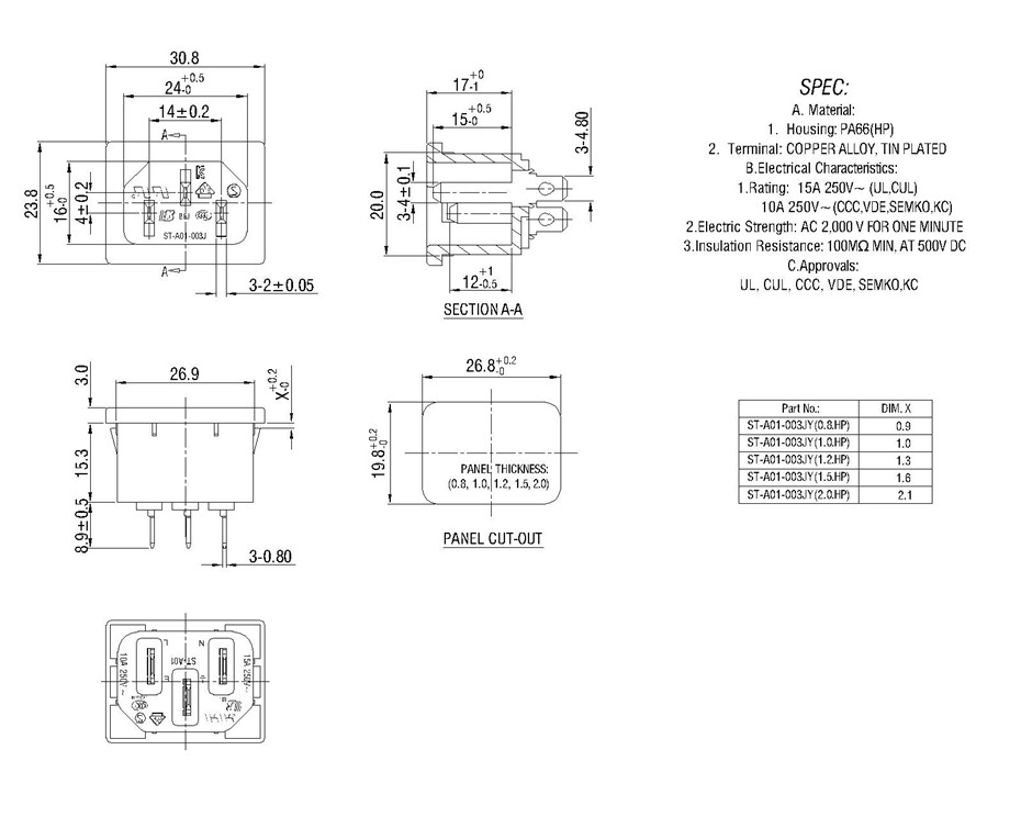 ST-A01-003JY(1.5) IEC Connectors