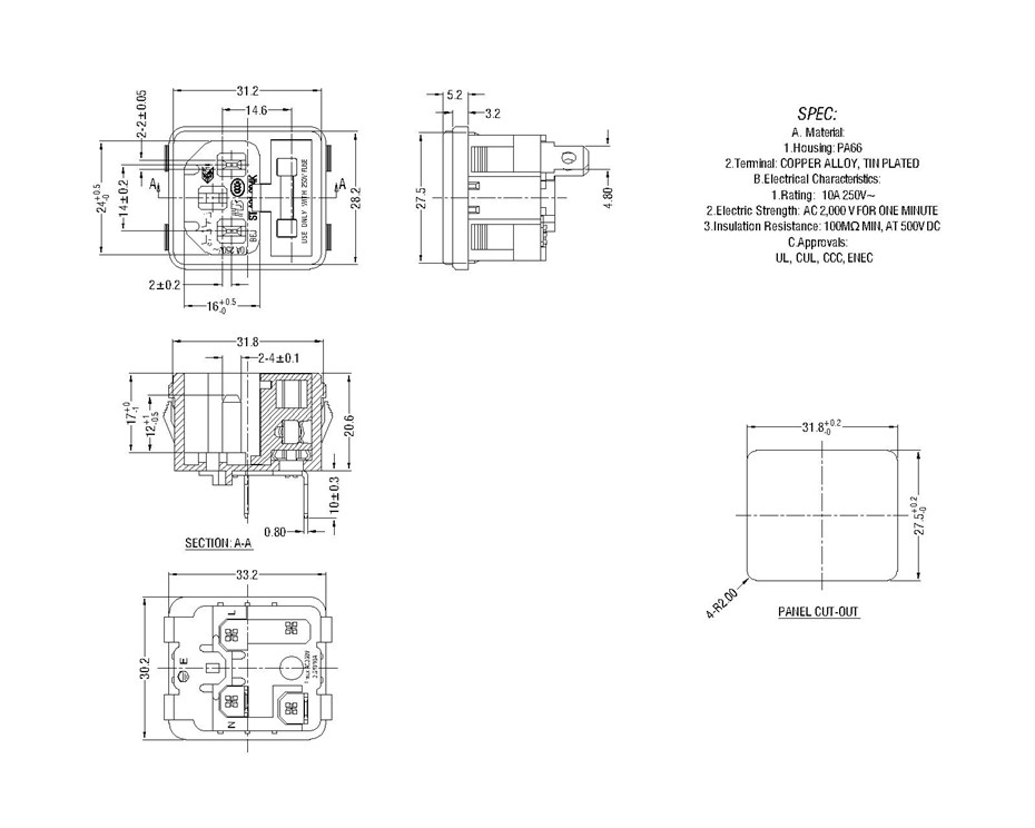 ST-A01-004K2 IEC Connectors + Fuse